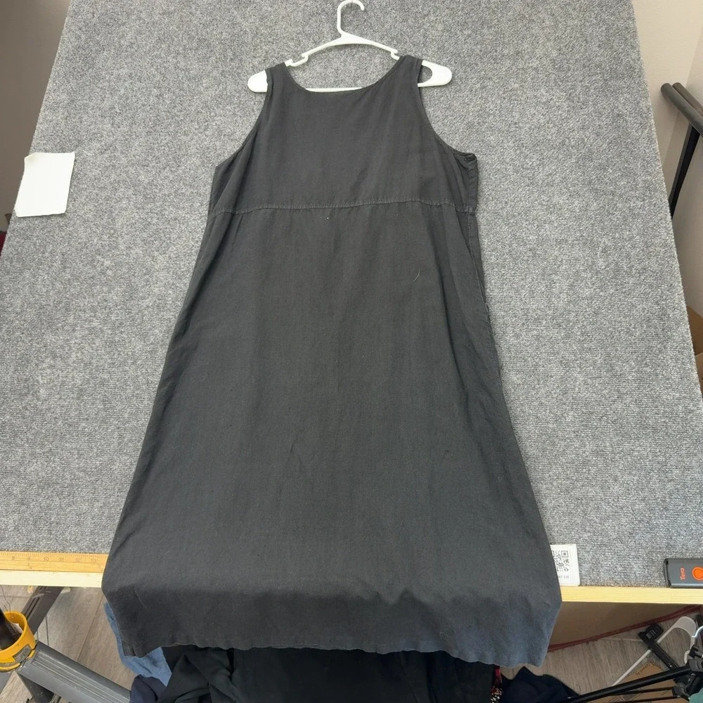 Cotton Studio Dress Womens S Black Linen Cotton Sleeveless Pocket Midi Casual